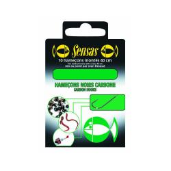 Hame&ccedil;ons mont&eacute;s Noir Carbon Sensas 16 / D 0.10mm
