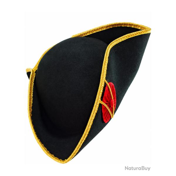 Tricorne Noir Ma�onnique Souple RER avec Rosette Rouge Tour de t�te 58 cm