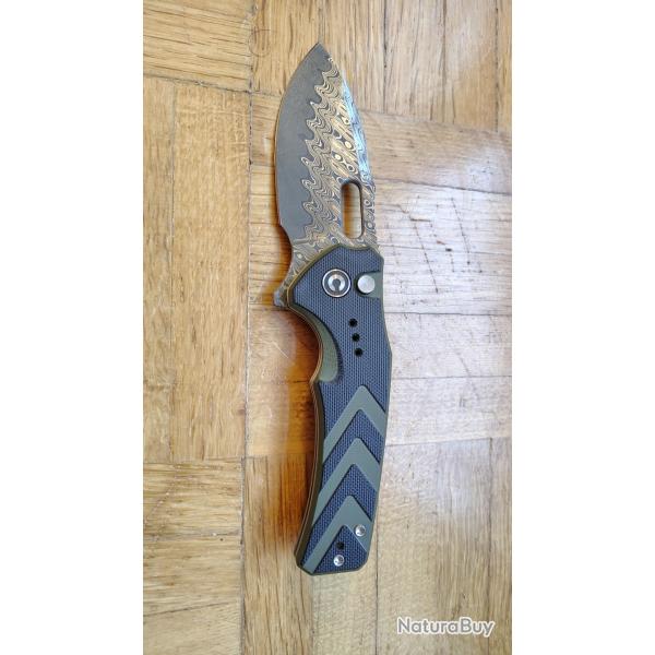 Couteau Civivi Vexron Damascus Damas Noir Vert G10
