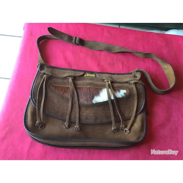 Sacoche pour cartouches et gibier en cuir Nubuck