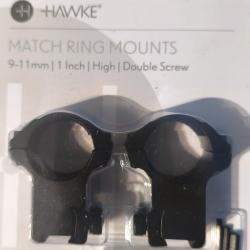 HAWKE Collier de montage haut.Rail de 11mm/1 pouces (&Oslash; 25,4 mm)