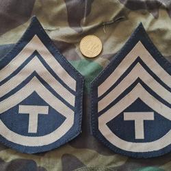 Paire galons US ARMY WW2 Technician 3RD ARMEE AMERICAINE