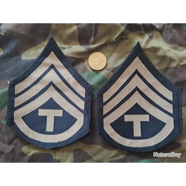 Paire galons US ARMY WW2 Technician 3RD ARMEE AMERICAINE