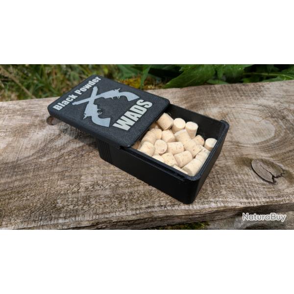 Boite de rangement bourre - Black Powder WADS - couvercle coulissant - bourre non fournie