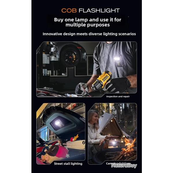 Mini lampe de poche LED Rechargeable par USB, lampe de travail magn�tique Portable, torche COB Super