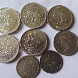 lot pieces argent semeuse 5f/2f/1f