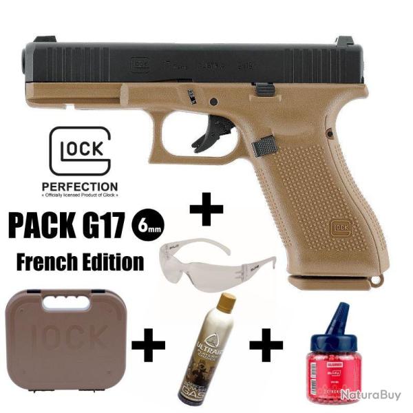 PISTOLET GLOCK 17 Gen5 Edition Arm�e Fran�aise - 6 mm BB - Gaz 1J Arme en pack pr�t � jouer