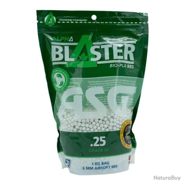 BILLES AIRSOFT BIO ASG ALPHA BLASTER 0,25 g Blanches Sachet de 1kg