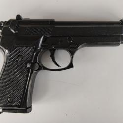 R&eacute;plique pistolet BERETTA 9 mm, inerte, m&eacute;tal noir, avec chargeur.