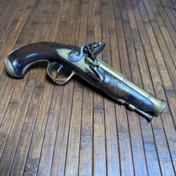 PISTOLET A SILEX DE MARINE CANON , PLATINE TOUTES GARNITURES EN BRONZE