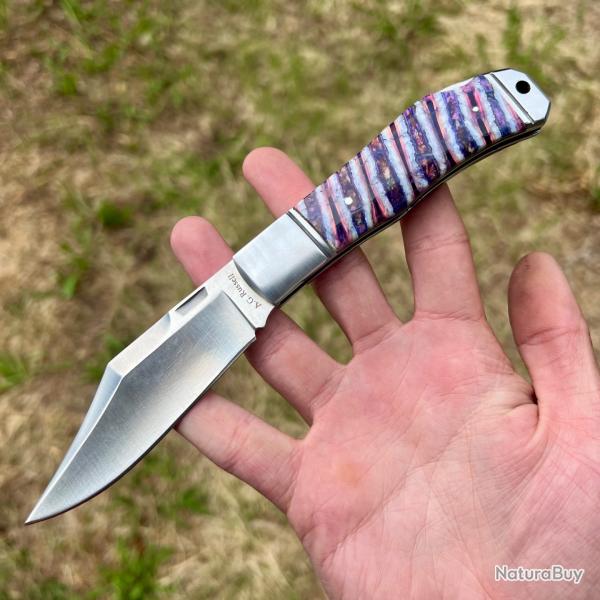 Couteau pliant AG Russell luxe manche m�laire mammouth stabilis� collection custom #329