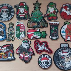 Ecusson patch tactical christmas (5.11 et autres marques) lot 16 pi&egrave;ces airsoft