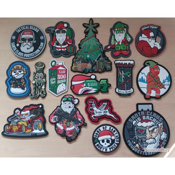 Ecusson patch tactical christmas (5.11 et autres marques) lot 16 pi�ces airsoft