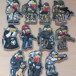 Ecusson patch tactical coq militaire tacticool lot 11 pi&egrave;ces airsoft