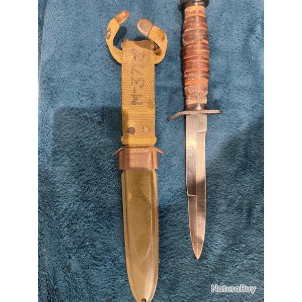 US M3 Fighting Knife WW2 authentique + fourreau US M8 original US Army Seconde Guerre