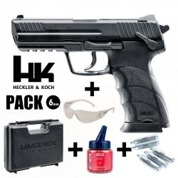 PISTOLET HECKLER & KOCH HK45 Noir - Culasse fixe - 6 mm BB - CO&sup2; Arme en pack pr&ecirc;t &agrave; jouer