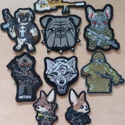 Ecusson patch tactical dog/wolf tacticool lot 9 pi&egrave;ces airsoft