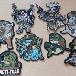 Ecusson patch tactical sea shark Octopus turtle tacticool lot 8 pi&egrave;ces airsoft