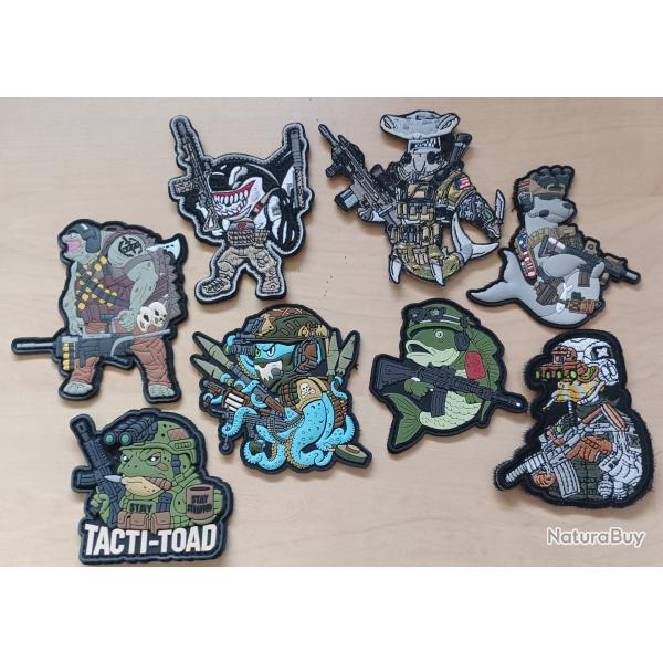 Ecusson patch tactical sea shark Octopus turtle tacticool lot 8 pi�ces airsoft