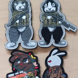 Ecusson patch tactical rabbit tacticool lot 4 pi&egrave;ces airsoft
