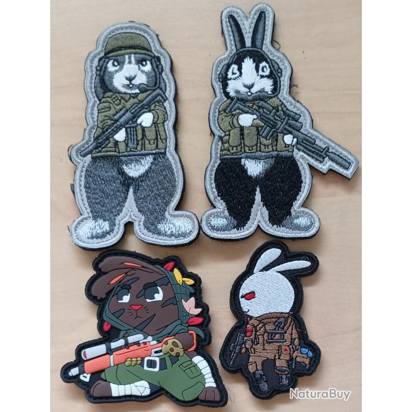 Ecusson patch tactical rabbit tacticool lot 4 pi�ces airsoft