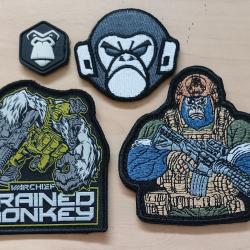 Ecusson patch tactical gorilla tacticool lot 4 pi&egrave;ces airsoft
