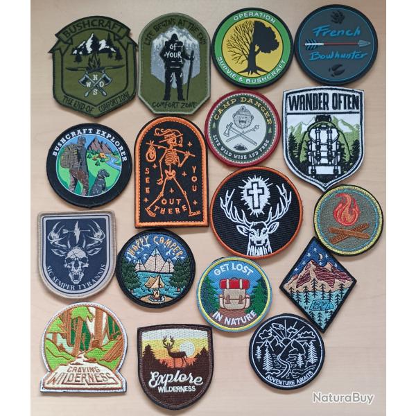 Ecusson patch tactical bushcraft chasse hunting lot 17 pi�ces airsoft