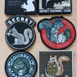 Ecusson patch tactical squirrel secret tacticool lot 6 pi&egrave;ces airsoft