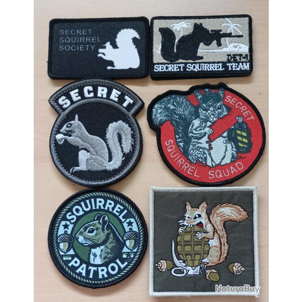 Ecusson patch tactical squirrel secret tacticool lot 6 pi�ces airsoft