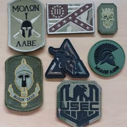 Ecusson patch tactical sparte molon labe tacticool lot 7 pi&egrave;ces airsoft