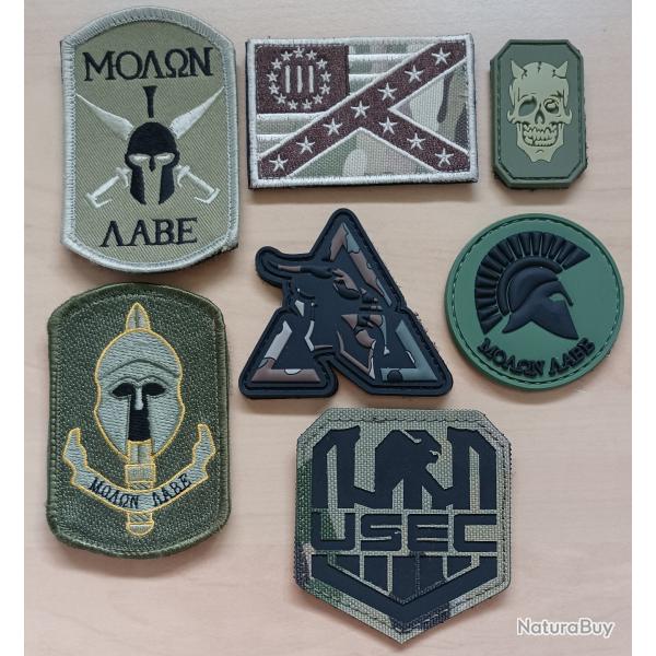 Ecusson patch tactical sparte molon labe tacticool lot 7 pi�ces airsoft