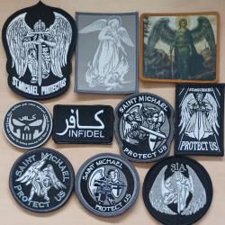 Ecusson patch tactical Christian crusader saint Michel tacticool lot 10 pi&egrave;ces airsoft