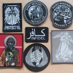 Ecusson patch tactical Christian crusader saint Michel tacticool lot 7 pi&egrave;ces airsoft