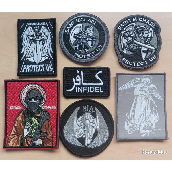 Ecusson patch tactical Christian crusader saint Michel tacticool lot 7 pi�ces airsoft