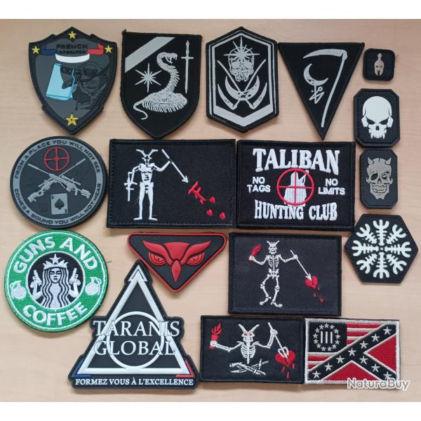 Ecusson patch tactical op�rateur pirate sniper tacticool lot 17 pi�ces airsoft