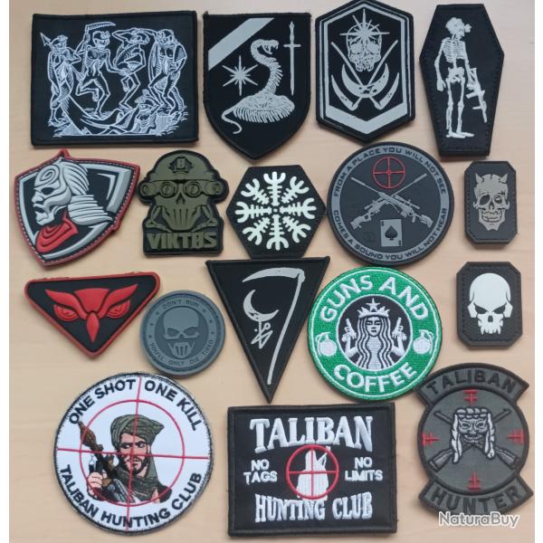 Ecusson patch tactical op�rateur pirate sniper tacticool lot 17 pi�ces airsoft