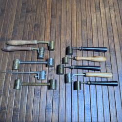 LOT DE 10 DOSETTES A POUDRE ET A PLOMB.MANUFRANCE , ANCRE MARINE , MANUFACTURE D'ARME ET DE CYCLES
