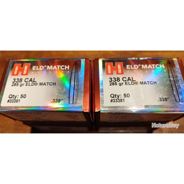 100 ogives Hornady cal.338 285gr ELD Match