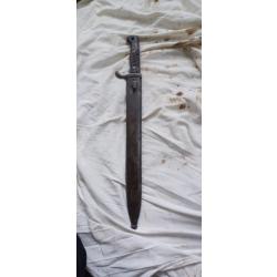 Baionnette allemande pour Mauser 98 mod&egrave;le 1898/05 SOLINGEN  avec son fourreau acier D'origine WWI
