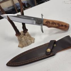 F&ecirc;tes des p&egrave;res! Dague Sanglier en  bois d'olivier + &eacute;tui cuir