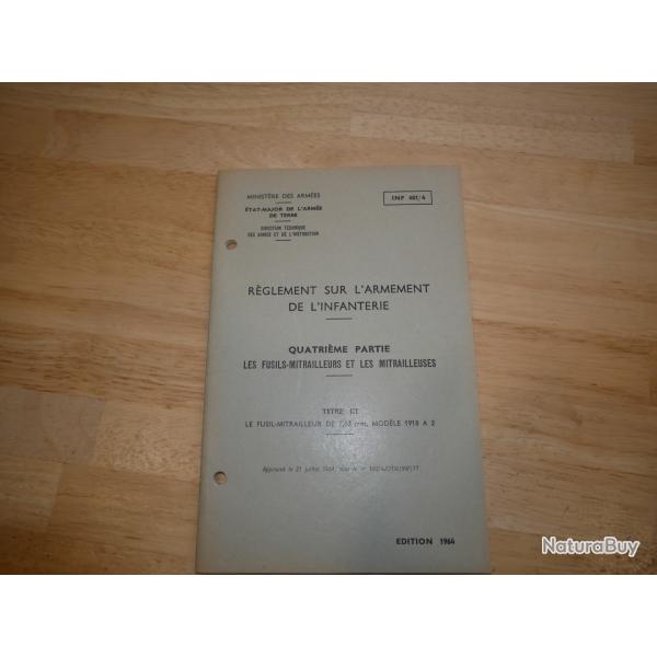 Manuel de cours d'armement sur le FM BAR 1918 A2 en 7.62x63 mm dat� 1964