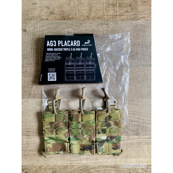 Porte chargeur triple 5,56 Agilite AG3 placard Multicam