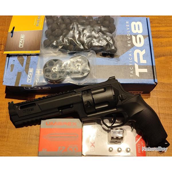 Pack revolver Umarex T4E TR68 Gen2 16 joules + laser - PROMO !