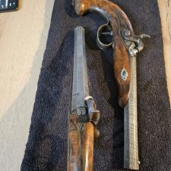 Coffret de pistolets de duel � Guyette & Buisson &agrave; Saint-&Eacute;tienne � XIXe si&egrave;cle