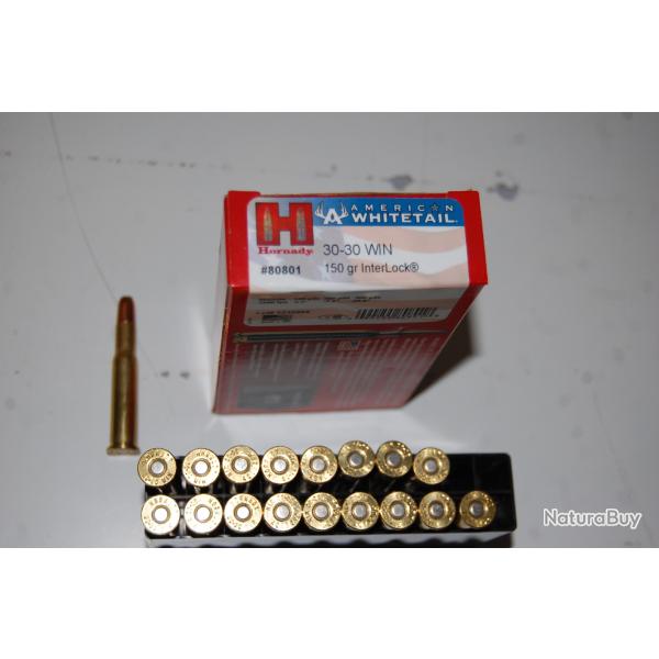 18 munitions HORNADY en 30-30 interlock