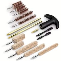 Kit de Nettoyage Universel pour Armes 16 Pi&egrave;ces avec Tiges en Laiton Calibres .22, 9 mm, .40 et .357