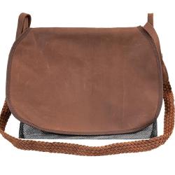 CARNIER CUIR VIEILLI BRETELLE CUIR TRESSEE
