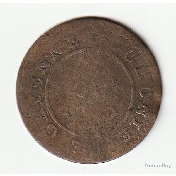 Pi�ce de Monnaie Royale France 2 sous Colonie de Cayenne - Louis XVI 1789 Billon