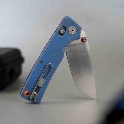 Couteau Vosteed Porcupine ModSwap Lame Acier 154CM Manche Micarta Bleu Crossbar Lock VOSA3105