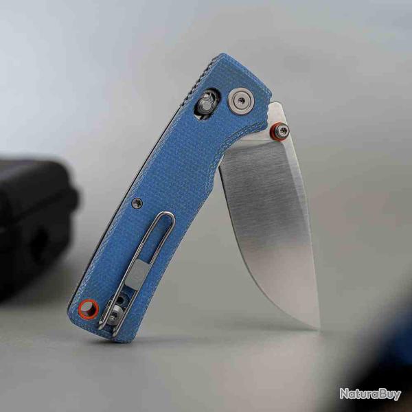 Couteau Vosteed Porcupine ModSwap Lame Acier 154CM Manche Micarta Bleu Crossbar Lock VOSA3105